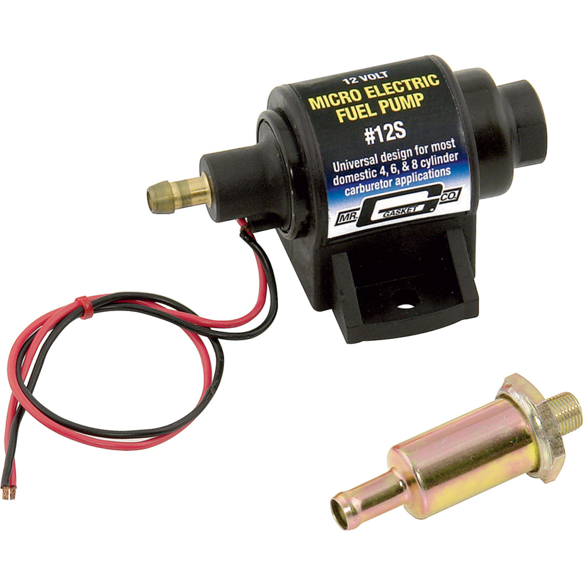 Mr. Gasket Micro Electric Gasoline Fuel Pump — 42 GPH, 4 - 7 PSI, Model# 12S